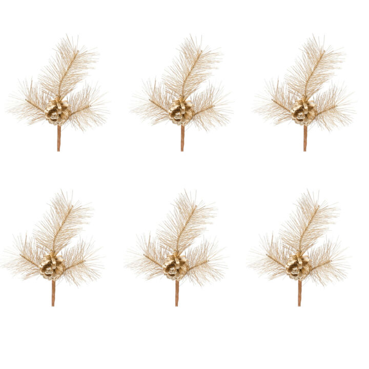 6-Piece Nature-Inspired Pine Pick Set for Seasonal Arrangements and Crafts