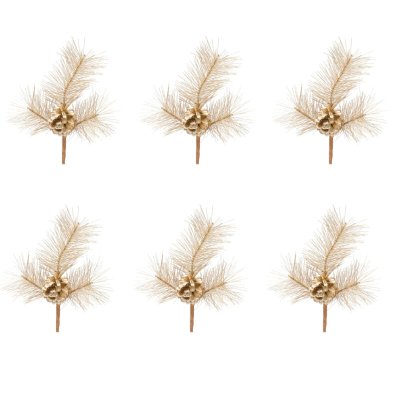 6-Piece Nature-Inspired Pine Pick Set for Seasonal Arrangements and Crafts