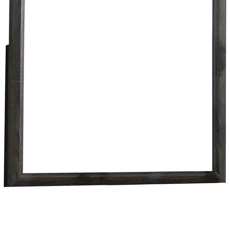 39 Inch Contemporary Wooden Frame Mirror, Gray-Benzara