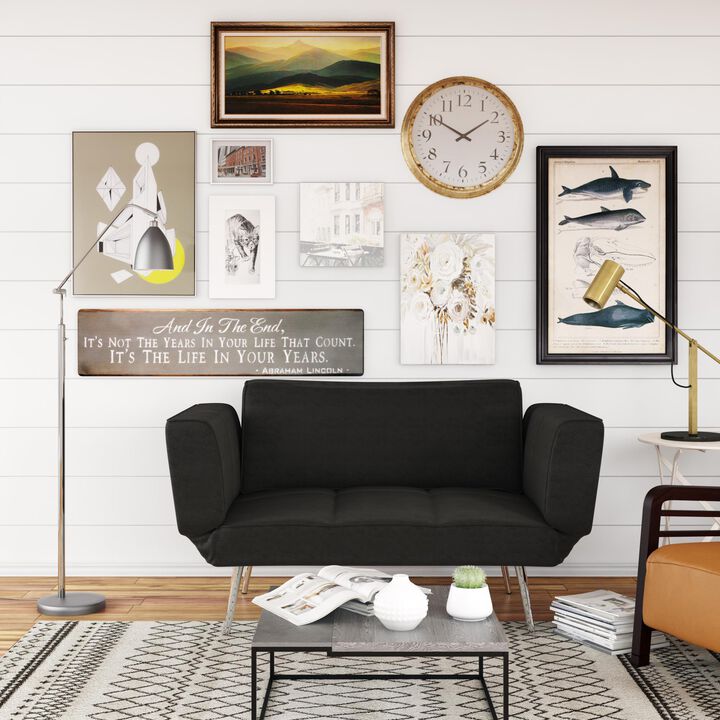 Ocie Futon with Magazine Storage, Black