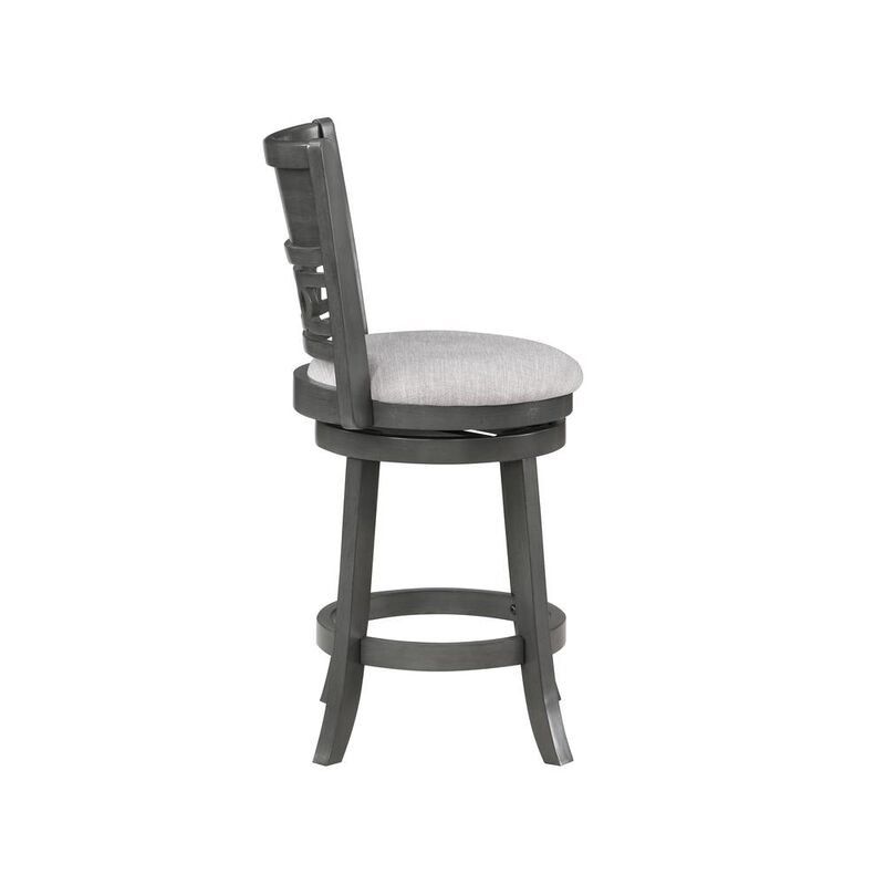 New Classic Furniture Gia 24 Solid Wood Swivel Counter Stool with Fabric Seat in Gray