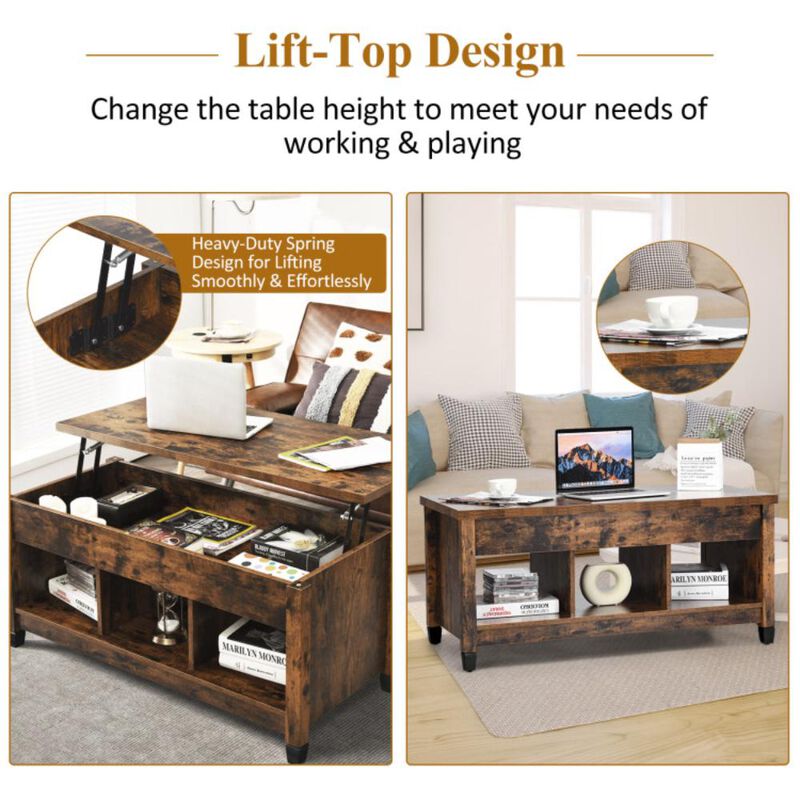 Hivvago Lift Top Coffee Table with Hidden Storage Compartment