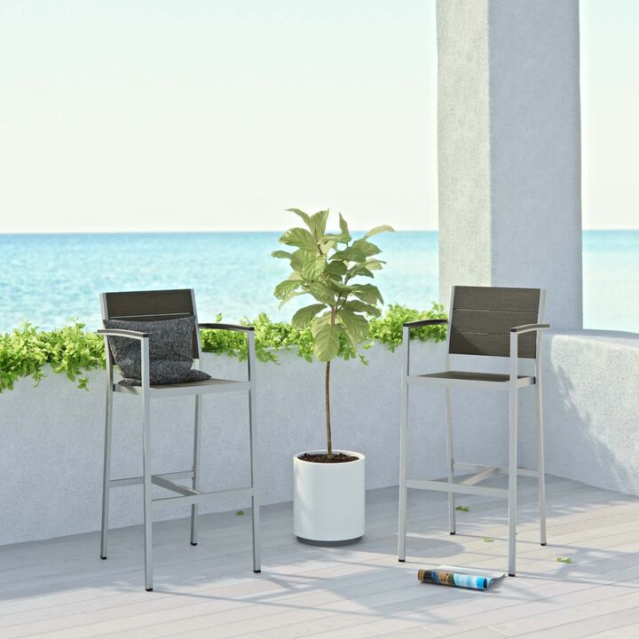 Shore Bar Stool Outdoor Patio Aluminum Set of 2-Benzara