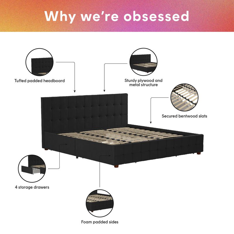 Elizabeth Upholstered Bed with Storage