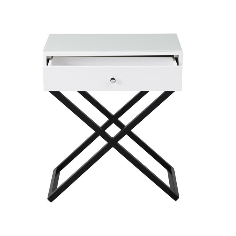 Streamdale Koda End Table with Glass Top and Drawer