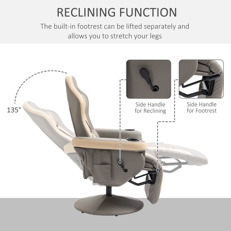 Gray Living Room Comfort: Manual Recliner with Swivel and Cup Holder