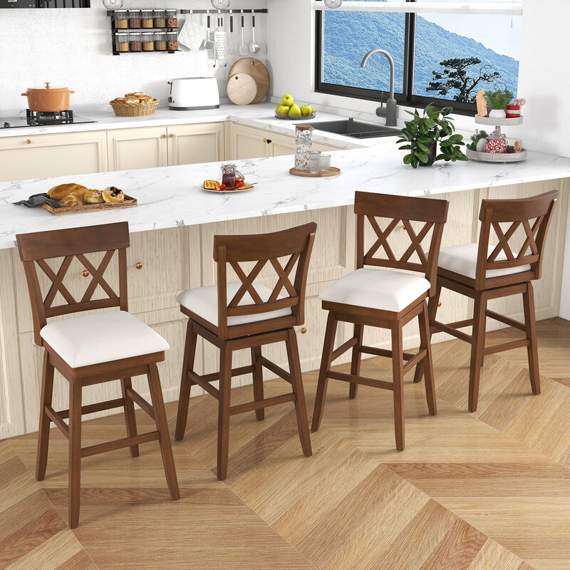 Bar Stool with Contoured Backrest and Swivel Padded Seat