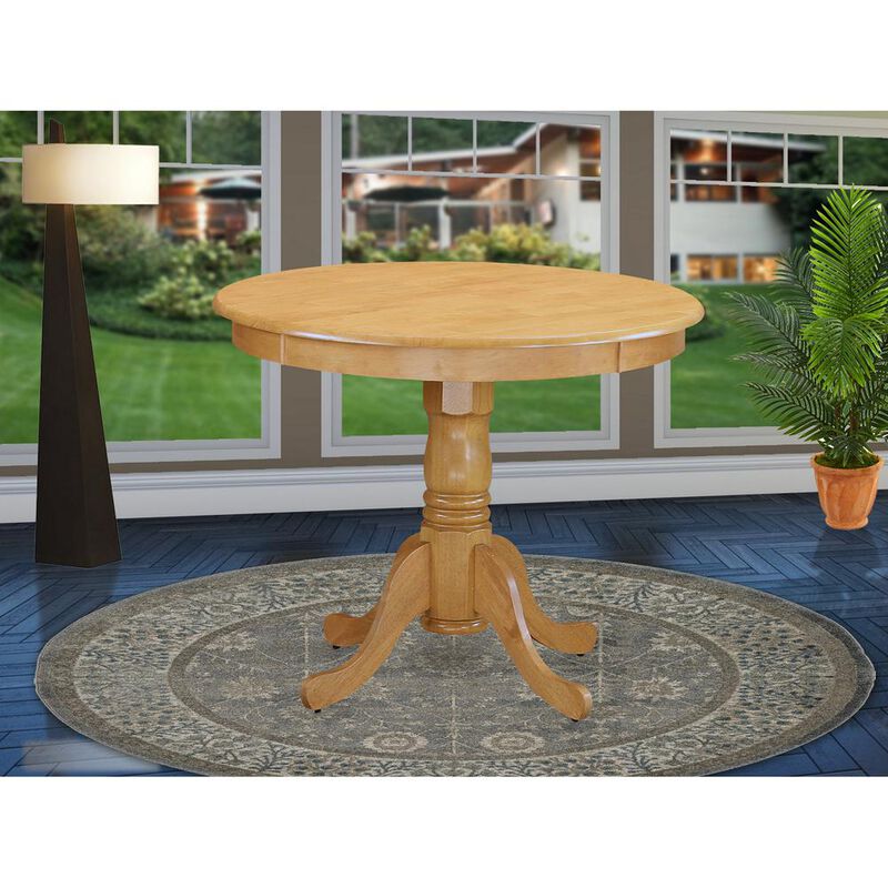 East West Furniture Antique  Table  36  Round  with  Oak  Finish