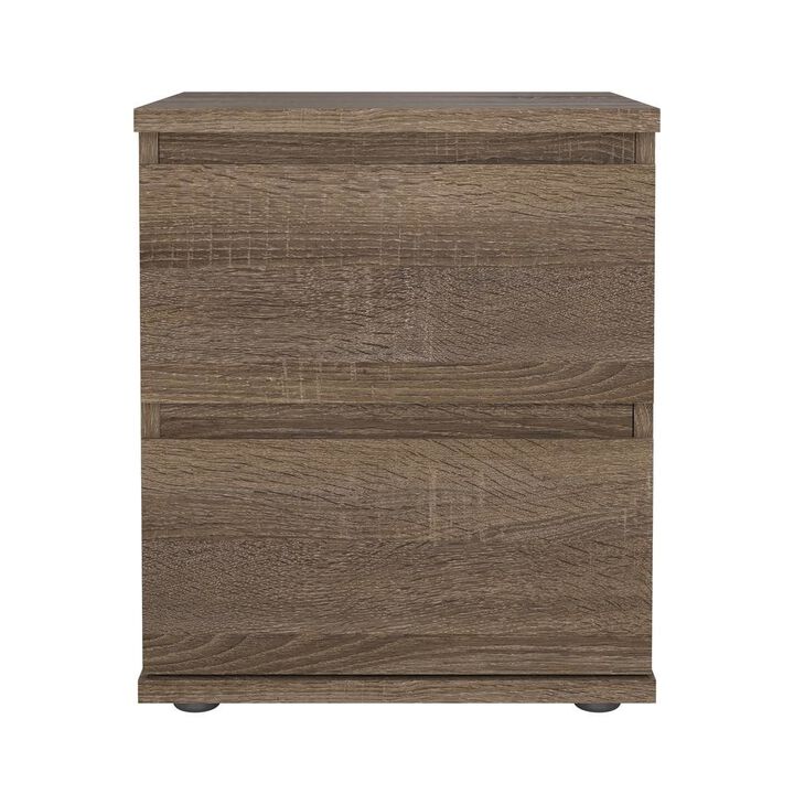 Furnifact Brown 2 Drawer Nightstand - Stylish Small Dresser With Drawers For Bedrooms