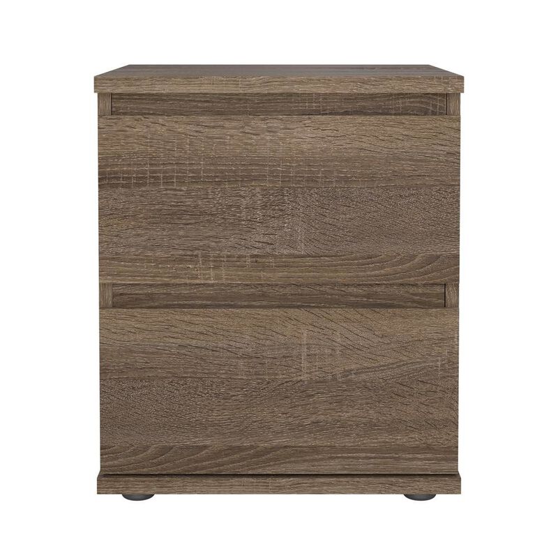 Furnifact Brown 2 Drawer Nightstand - Stylish Small Dresser With Drawers For Bedrooms