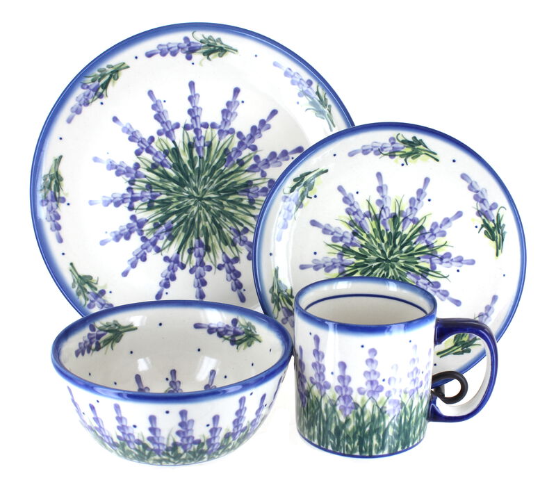 Blue Rose Polish Pottery 4 Piece Place Setting - Set for 1