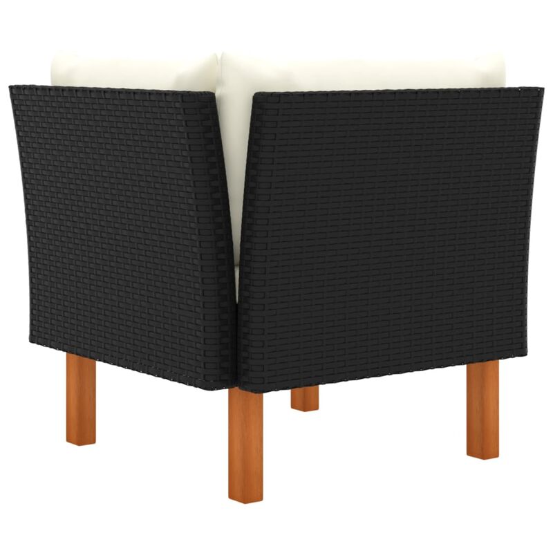 vidaXL 3 Piece Garden Lounge Set Poly Rattan and Solid Eucalyptus Wood