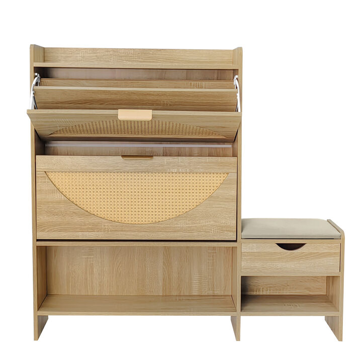 Merax Modern Storage Cabinet Shoe Organizer With 2 Flip Drawers