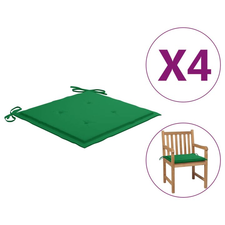 vidaXL Garden Chair Cushions 4 pcs Green 19.7"x19.7"x1.6" Fabric