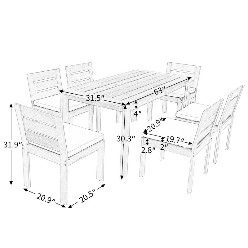 Merax 7 Pieces Outdoor Acacia Wood Dining Set