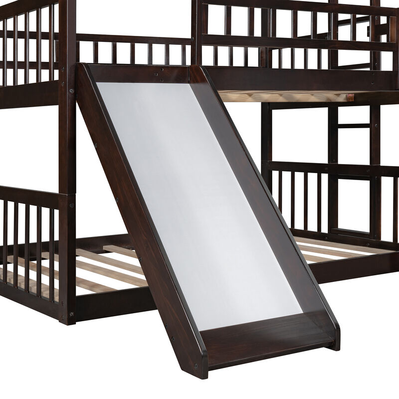 Merax Triple Bunk Bed with Guardrails
