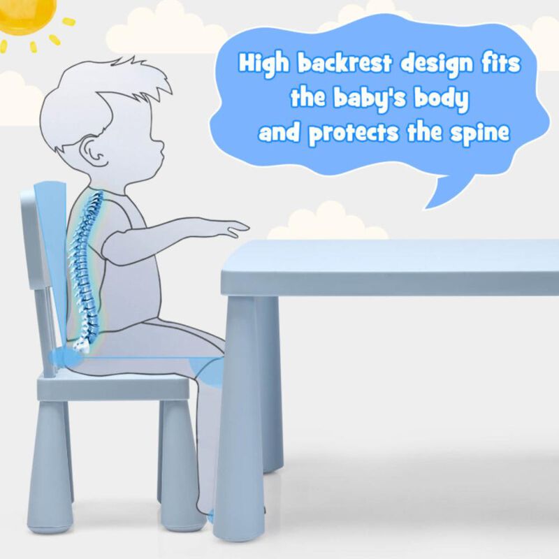 Hivvago 3 Pieces Toddler Multi Activity Play Dining Study Kids Table and Chair Set
