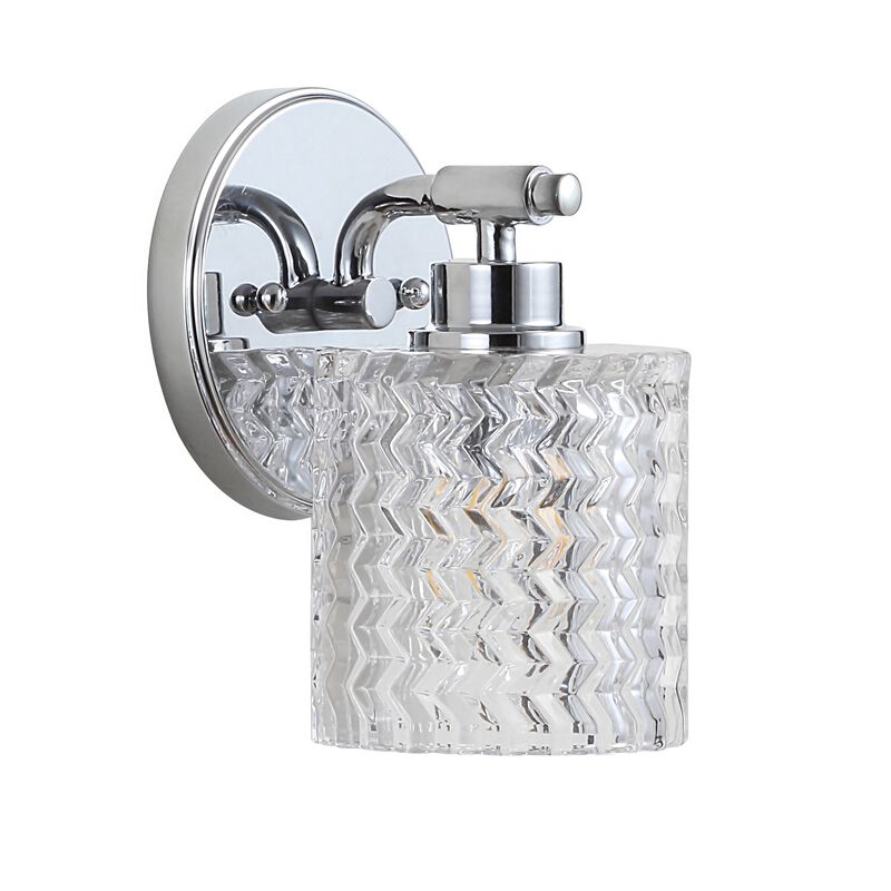 Spaulding Vintage Iron Chevron Pattern Glass Farmhouse Cottage LED Vanity Light