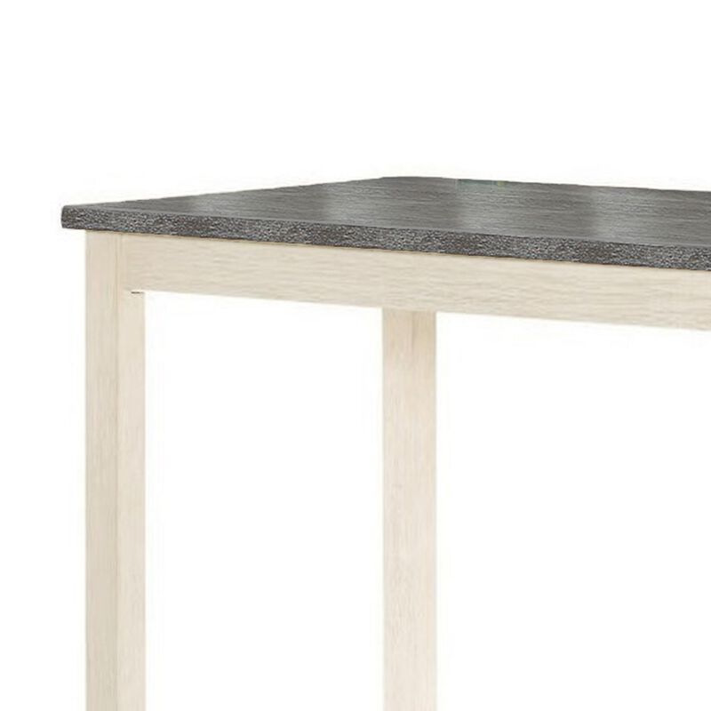 Joss 60 Inch Cottage Counter Height Table, 2 Tone Wood, Gray Top Cream Base-Benzara