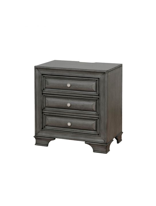 Streamdale 3-Drawer Transitional Nightstand w/ Nickel Knob