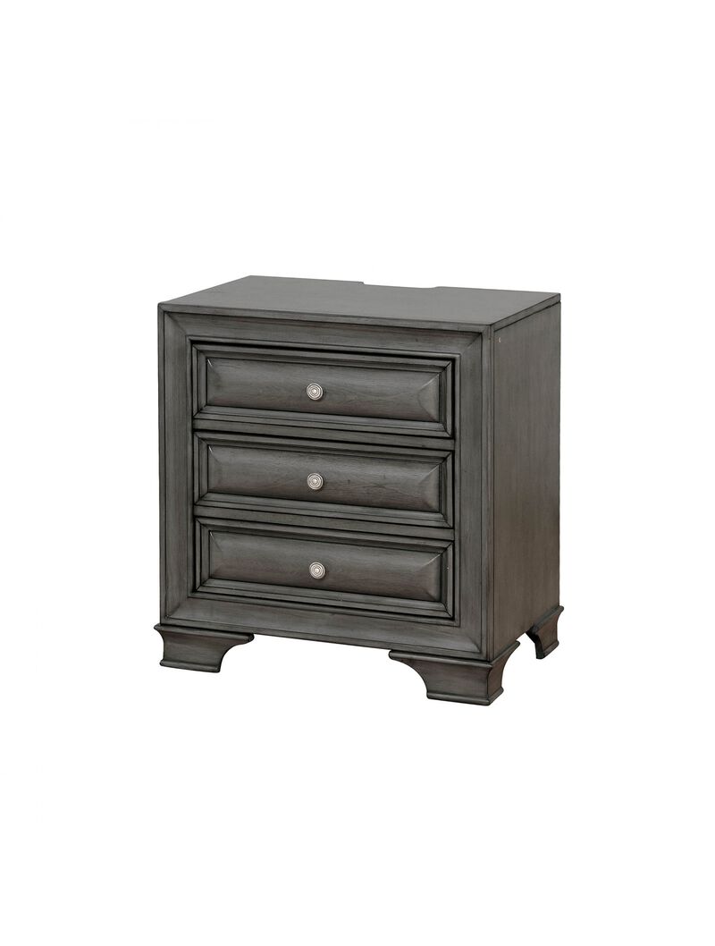 Streamdale 3-Drawer Transitional Nightstand w/ Nickel Knob