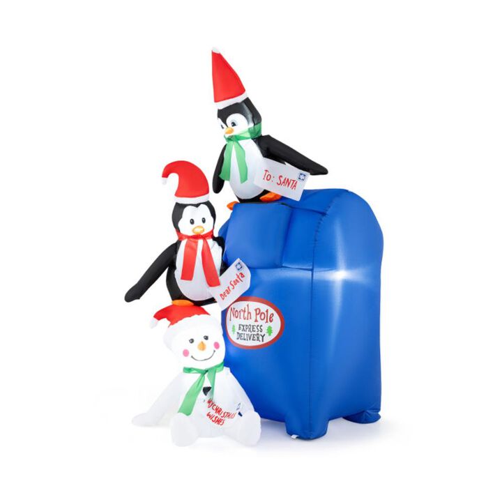 Hivvago 6 FT Lighted Christmas Inflatable Penguins and Snowman with Built-in LED Lights