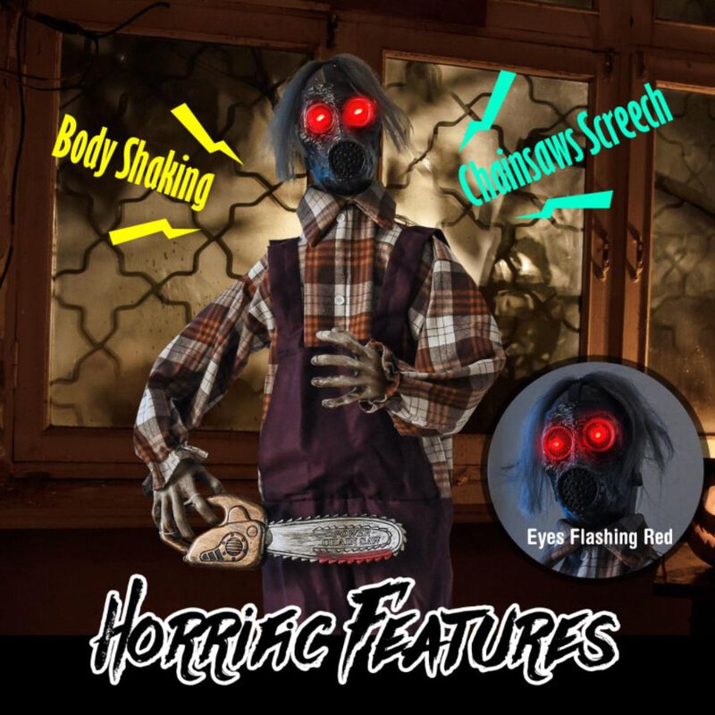 Hivvago Halloween Animatronic Shaking Haunted Man with Lights and Sound