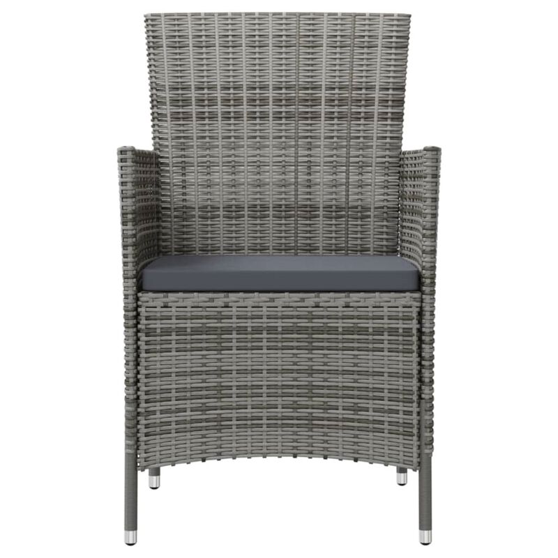 vidaXL Patio Chairs with Cushions 2 pcs Poly Rattan Gray