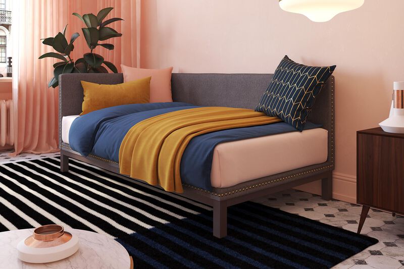 Atwater Living Doris Upholstered Daybed, Gray Linen
