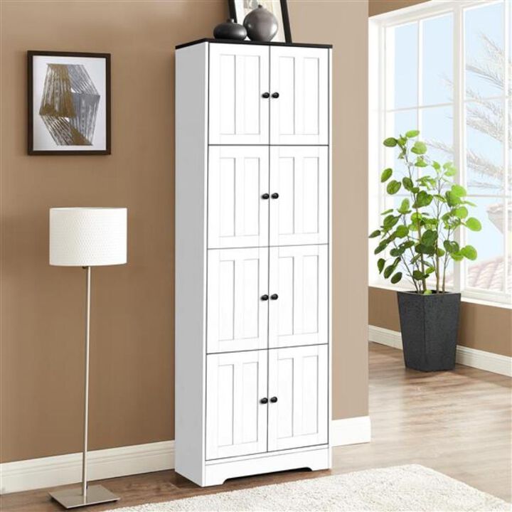 Tall Storage Cabinet with 8 Doors & 4 Shelves Spacious Organizer for Home & Office