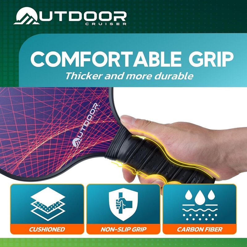 Outdoor Cruiser Pickleball Racket Set - Carbon Fiber USAPA Approved Lightweight Paddles with Polypropylene Honeycomb Core, Skill Levels, Includes 2 Rackets, a Sling Bag, 4 Balls, and 4 Grip Tapes