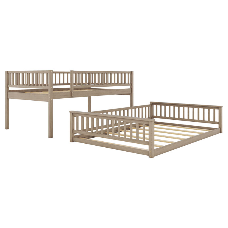 Merax Full XL over Queen Bunk Bed with Ladder and Guardrails