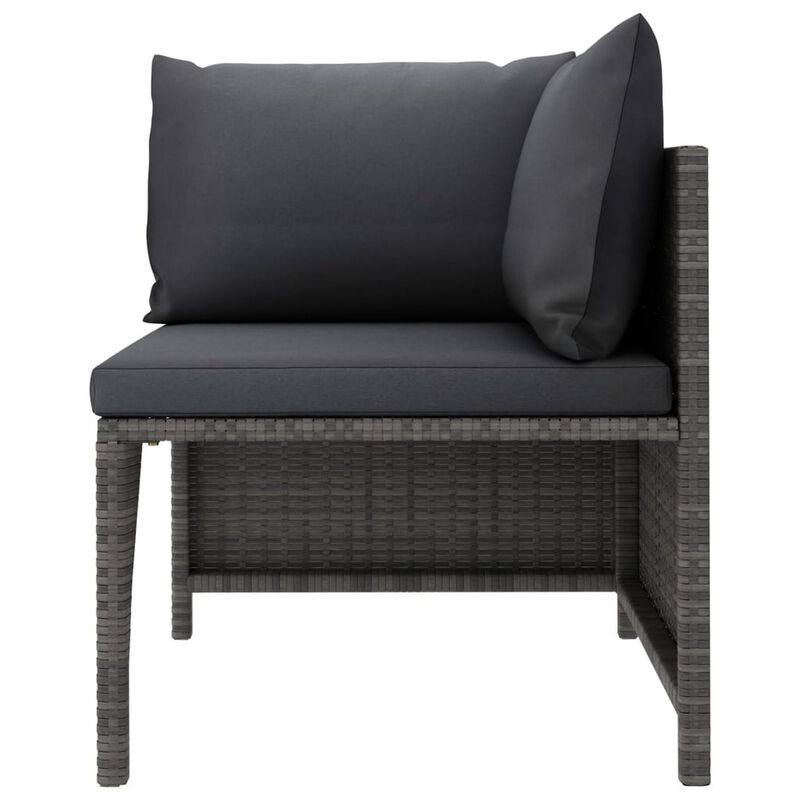 Outdoor 9pc Modular Lounge Sofa Set, Gray Cushions and Poly Rattan - Benzara