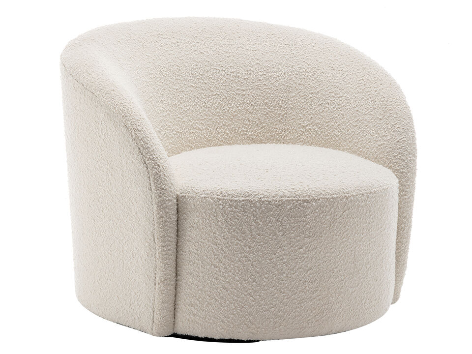 Everitte 34" W Upholstered Boucle Swivel Barrel Chair