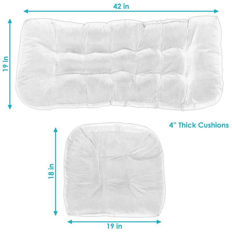 Sunnydaze Indoor/Outdoor Olefin 3-Piece Tufted Settee Cushion Set