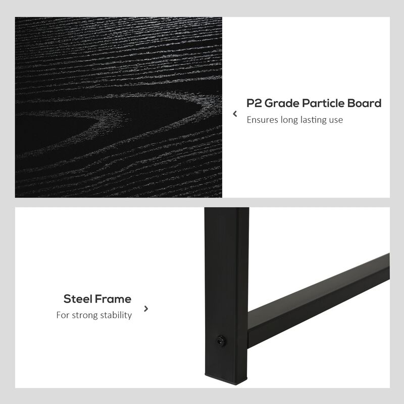 Black Shared Workspace: Extra Long 2-Person Desk with Bookshelf