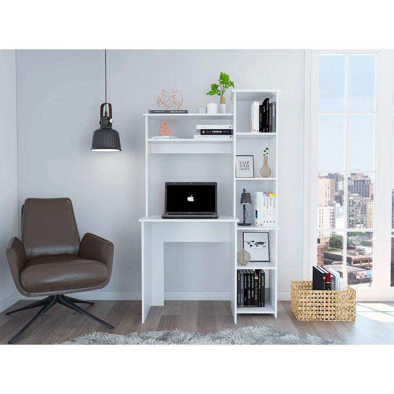 Versalles Writintg Desk, Two Superior Shelves, Bookshelf -Smokey Oak