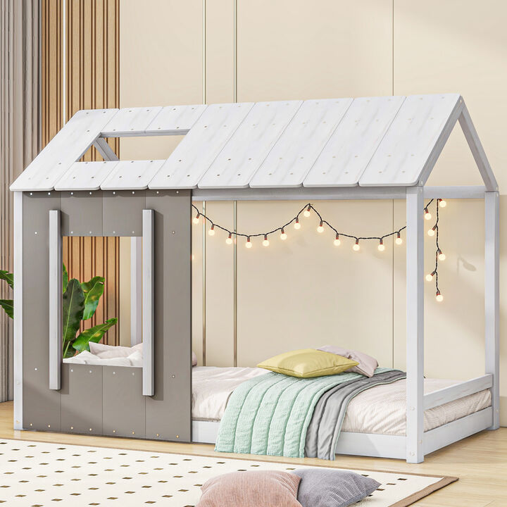 Merax House Platform with Roof and Window