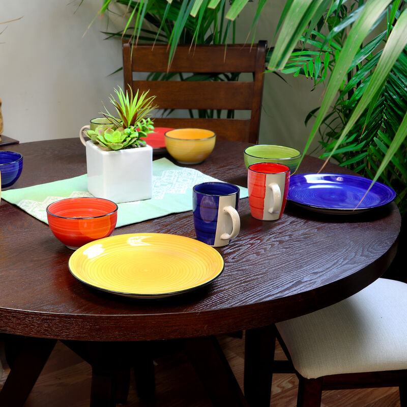 Gibson Home Color Vibes 12 Piece Handpainted Stoneware Dinnerware Set