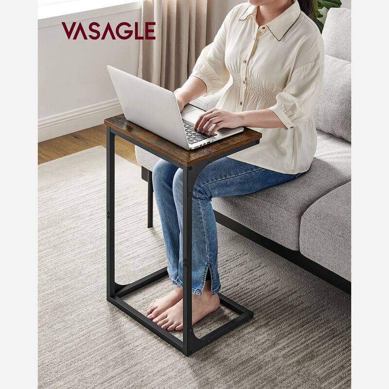 Sofa Side Table with C-Shaped Metal Frame Design
