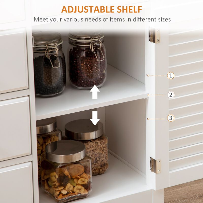 White Kitchen Buffet: Modern Sideboard with Rubberwood Top