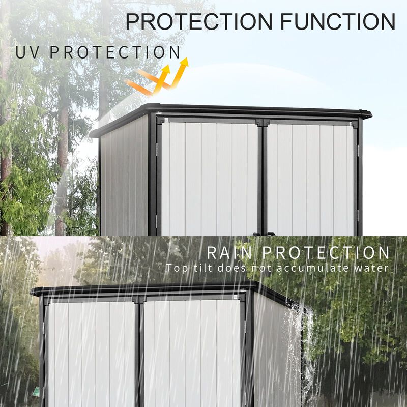 MONDAWE 5x3FT Outdoor Storage Shed Waterproof Resin Cabinet with Lockable Doors for Bikes and Patio Furniture