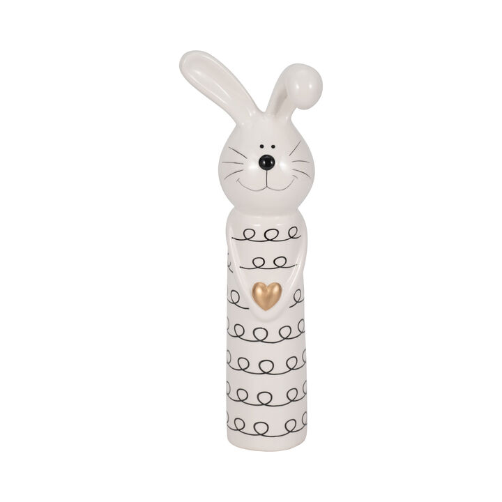 Squiggly Bunny Gold Heart