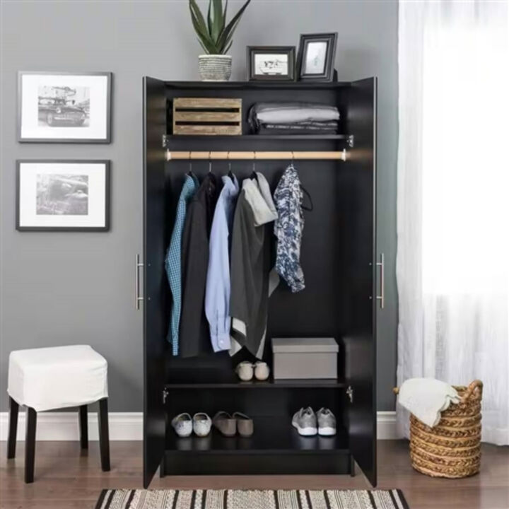 Armoire Wardrobe Closet with Hanging Rail Freestanding Cabinet for Bedroom Storage
