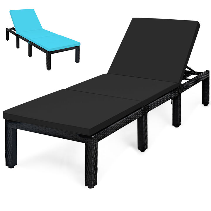 Patio Rattan Cushioned Height Adjustable Lounge Chair