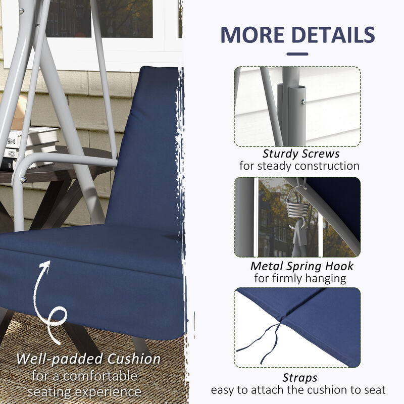 Outdoor Swing Chair Canopy Patio Garden Hanging 2 Person Yard Furniture Blue