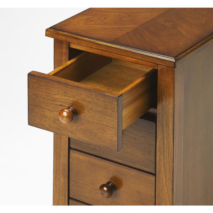 Olive Ash Burl 4-Drawer Chairside Chest, Belen Kox
