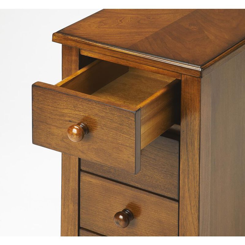 Olive Ash Burl 4-Drawer Chairside Chest, Belen Kox