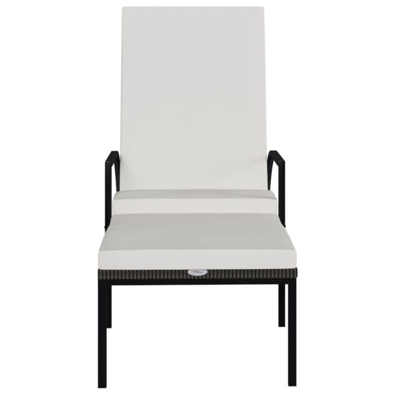 vidaXL Comfortable Sun Lounger with Footrest - PE Rattan Brown - Adjustable Backrest - Ideal for Poolside, Balcony, Garden - Sturdy Steel Frame - Wide Armrests and High Backrest