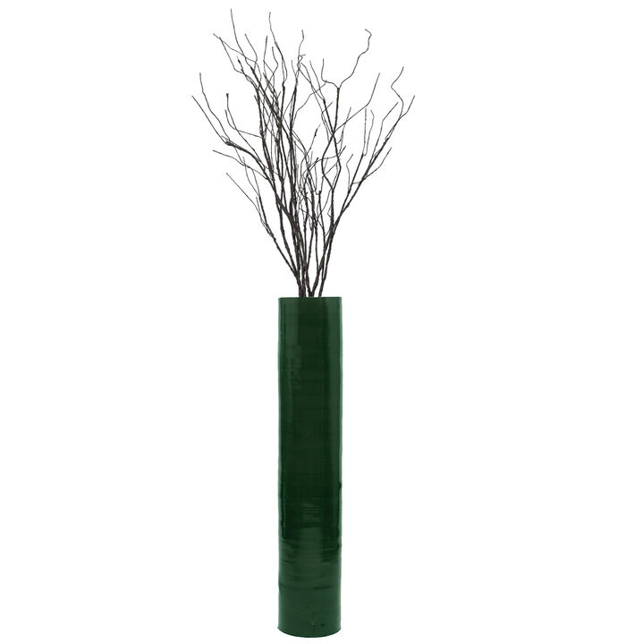 30-Inch-Tall Decorative Contemporary Bamboo Display Floor Vase - Cylinder Shape - Stylish Home Decor Accent - Modern Tall Vase for Living Room, Entryway, or Dining Room Decor, Green